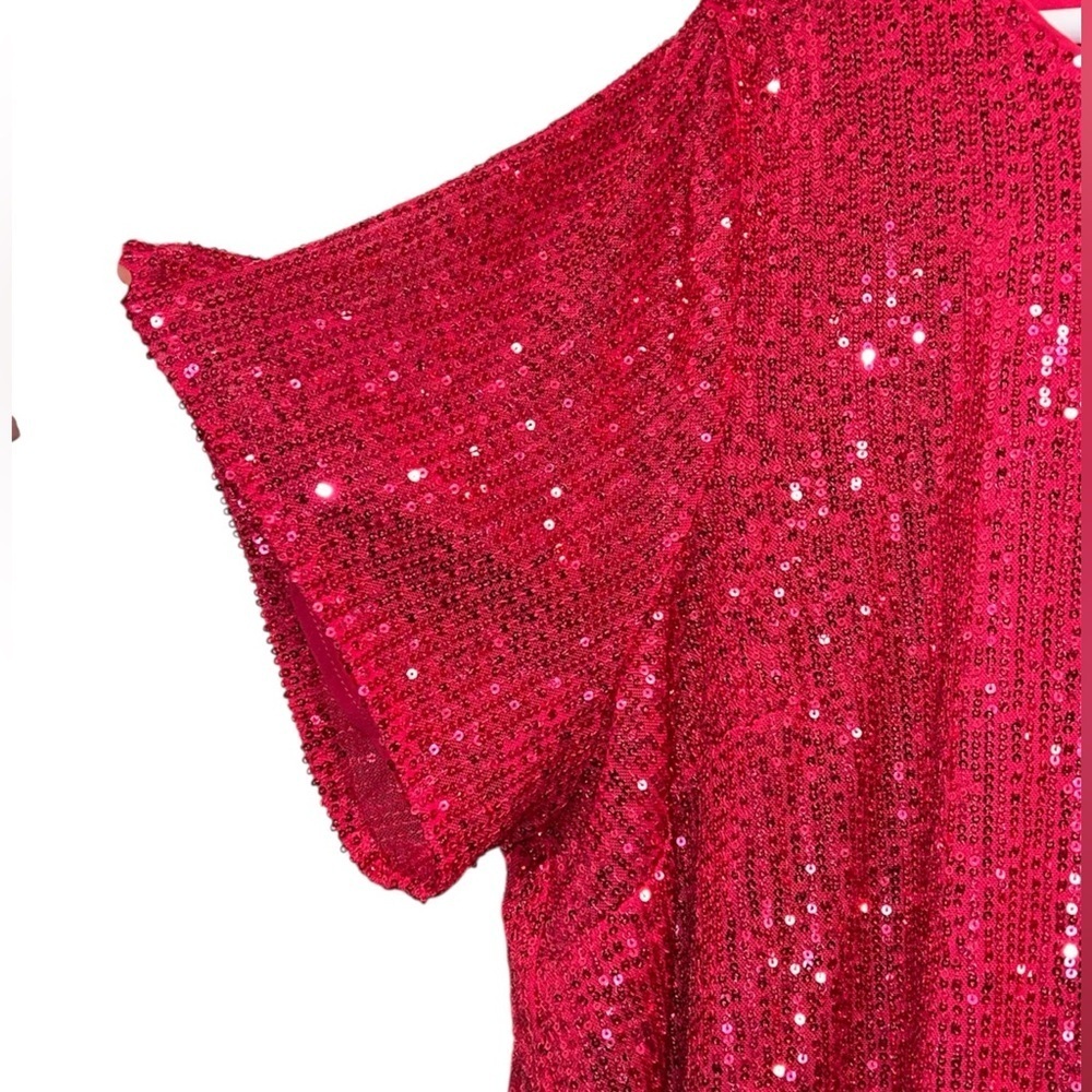 NWT Torrid Magenta Pink Sequin Abbey Short Sleeve Top Size 2 - Picture 4 of 10